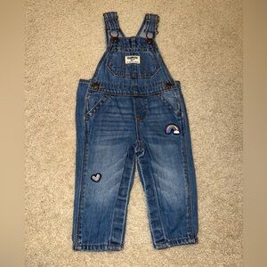 OshKosh B'gosh Kids' Blue Overalls with Rainbow Patch